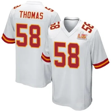 Men's Kansas City Chiefs Derrick Thomas White Game Super Bowl LIX Jersey By Nike