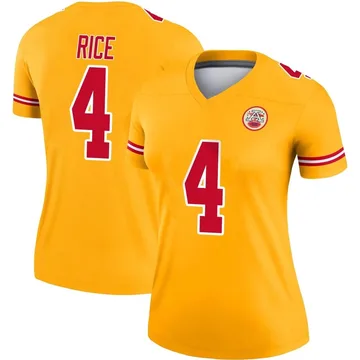Women's Kansas City Chiefs Rashee Rice Gold Legend Inverted Jersey By Nike