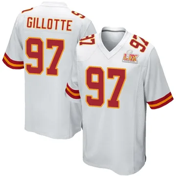 Youth Kansas City Chiefs Ashton Gillotte White Game Super Bowl LIX Jersey By Nike