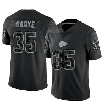 Youth Kansas City Chiefs Christian Okoye Black Limited Reflective Jersey By Nike