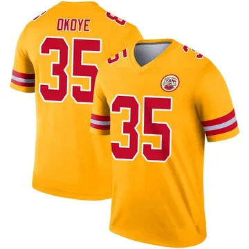 Youth Kansas City Chiefs Christian Okoye Gold Legend Inverted Jersey By Nike