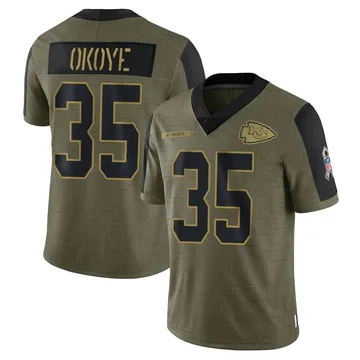 Youth Kansas City Chiefs Christian Okoye Olive Limited 2021 Salute To Service Jersey By Nike