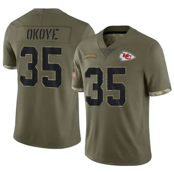 Youth Kansas City Chiefs Christian Okoye Olive Limited 2022 Salute To Service Jersey By Nike