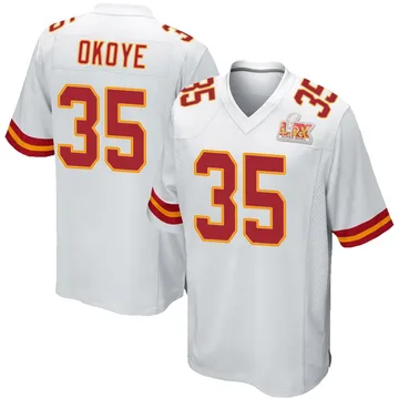 Youth Kansas City Chiefs Christian Okoye White Game Super Bowl LIX Jersey By Nike