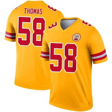 Youth Kansas City Chiefs Derrick Thomas Gold Legend Inverted Jersey By Nike