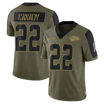 Youth Kansas City Chiefs Jadon Canady Olive Limited 2021 Salute To Service Jersey By Nike
