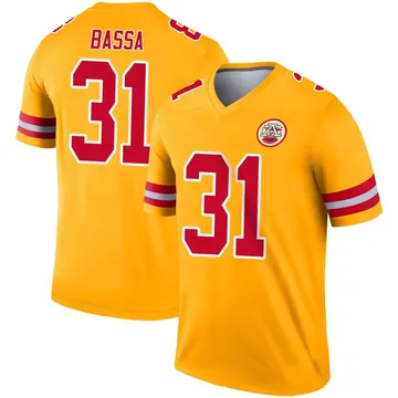 Youth Kansas City Chiefs Jeffrey Bassa Gold Legend Inverted Jersey By Nike