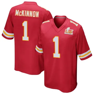 Youth Kansas City Chiefs Jerick McKinnon Red Game Team Color Super Bowl LIX Jersey By Nike