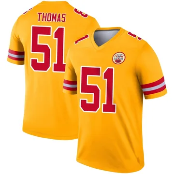 Youth Kansas City Chiefs R Mason Thomas Gold Legend Inverted Jersey By Nike