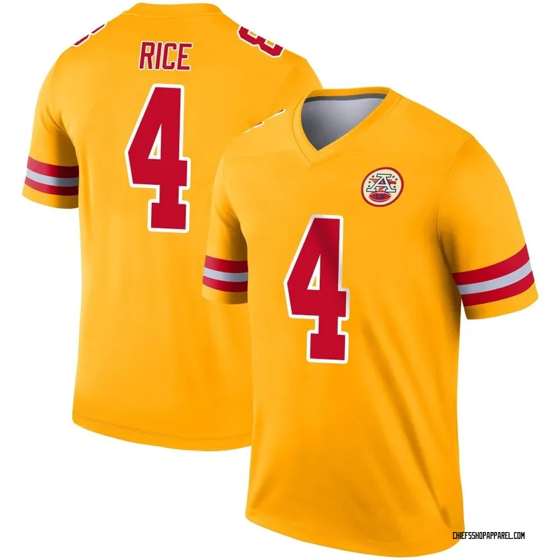 Youth Kansas City Chiefs Rashee Rice Gold Legend Inverted Jersey By Nike