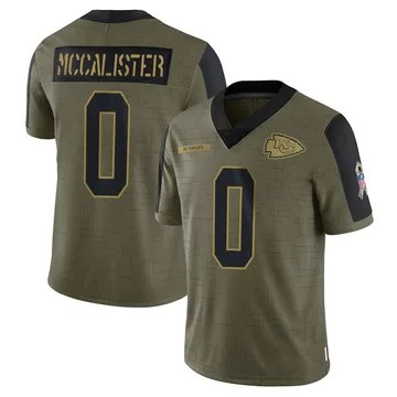 Youth Kansas City Chiefs Tanner McCalister Olive Limited 2021 Salute To Service Jersey By Nike